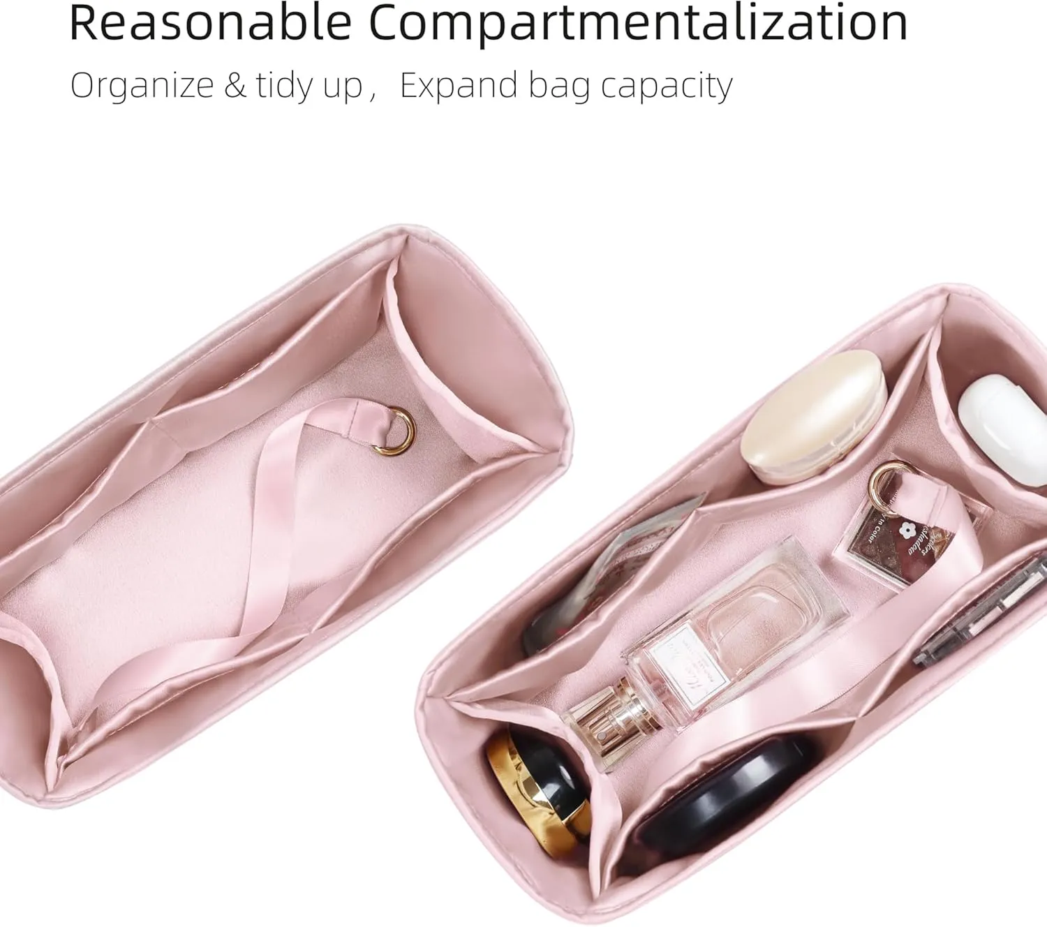Purse Organizer for Mini Kelly 20/25/28/32/35/40/42/50,Silky Smooth Insert,Lightweight Bag in Bag,Luxury Handbag Storage Accessories(Kelly Mini 2,Pink)