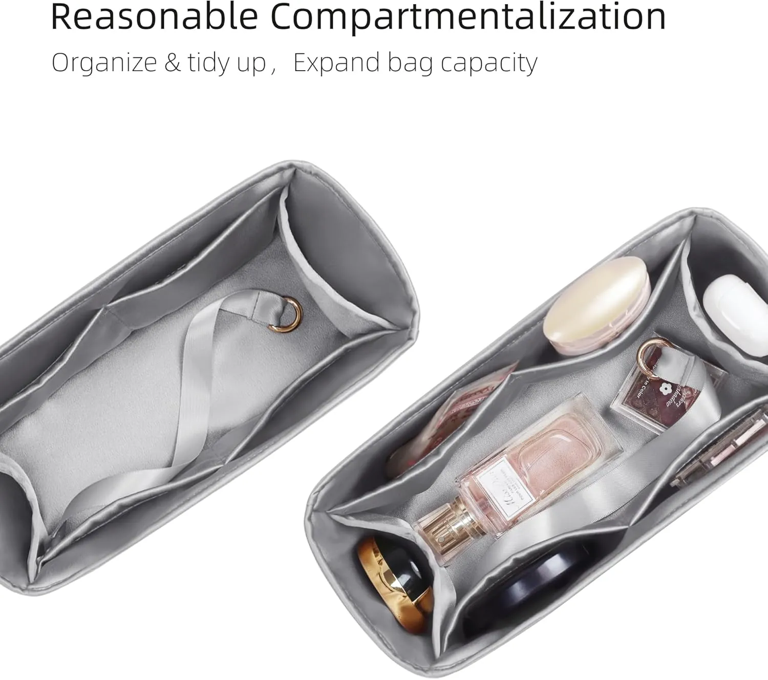 Purse Organizer for Mini Kelly 20/25/28/32/35/40/42/50,Silky Smooth Insert,Lightweight Bag in Bag,Luxury Handbag Storage Accessories(Kelly Pochette,Gris Meyer)