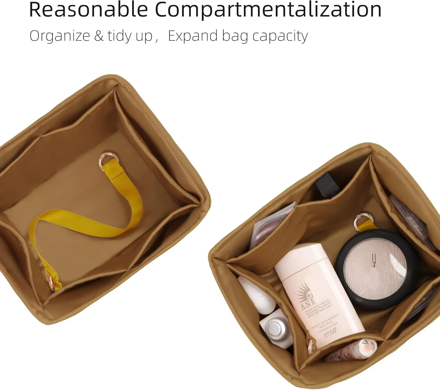 Purse Organizer for Picotin 18/22,Silky Smooth Insert,Lightweight Inside Bag,Luxury Handbag Storage(Picotin 14,Biscuit)