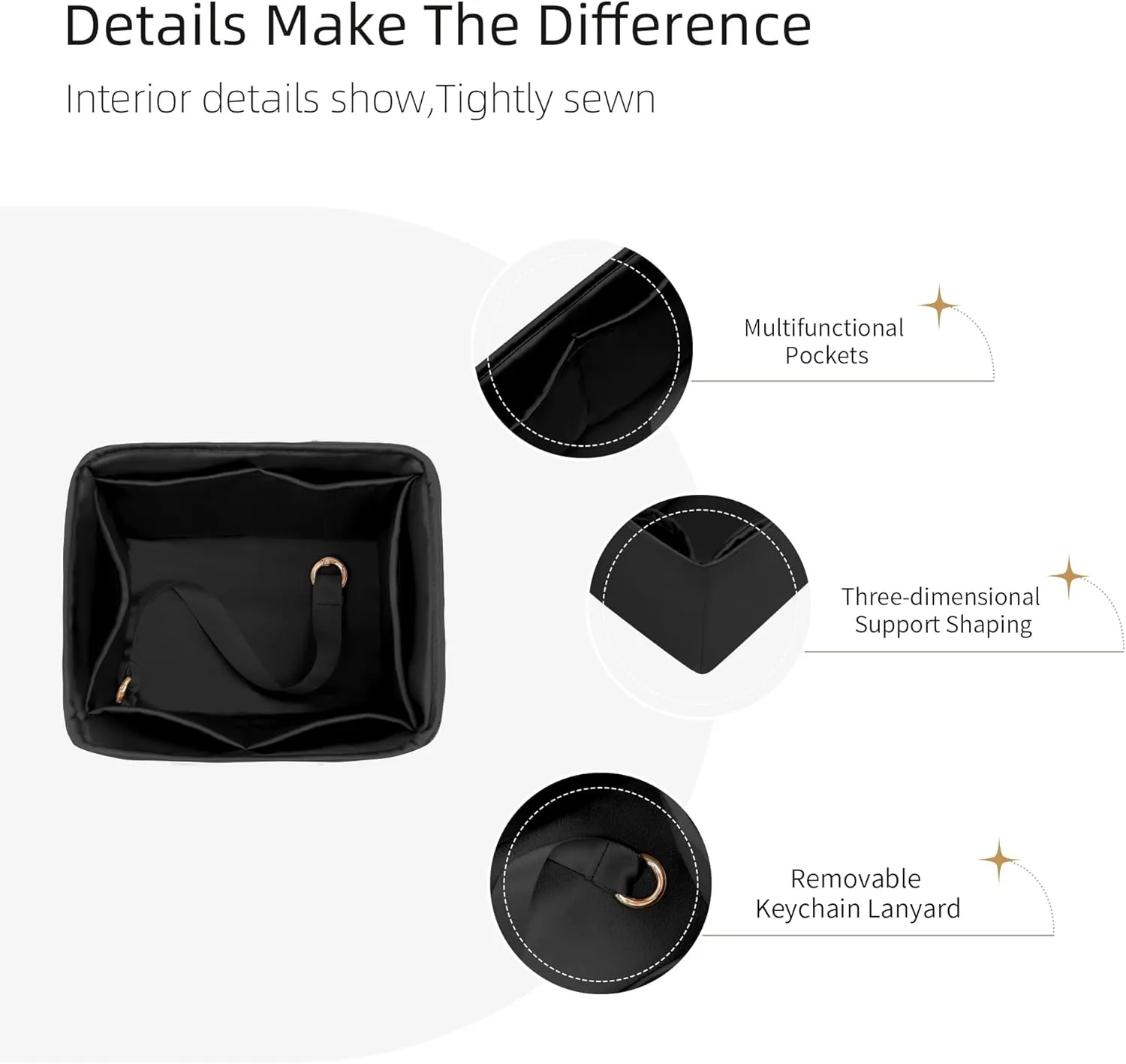 Purse Organizer for Picotin 18/22,Silky Smooth Insert,Lightweight Inside Bag,Luxury Handbag Storage(Picotin 14,Black)