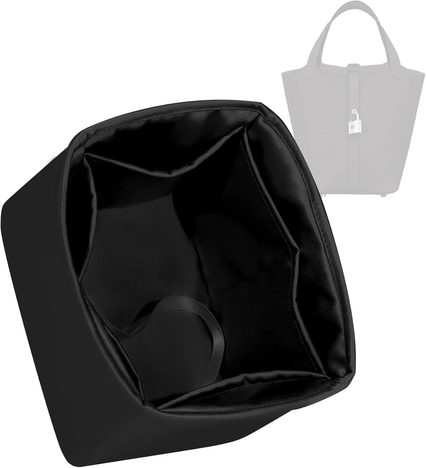 Purse Organizer for Picotin 18/22,Silky Smooth Insert,Lightweight Inside Bag,Luxury Handbag Storage(Picotin 14,Black)