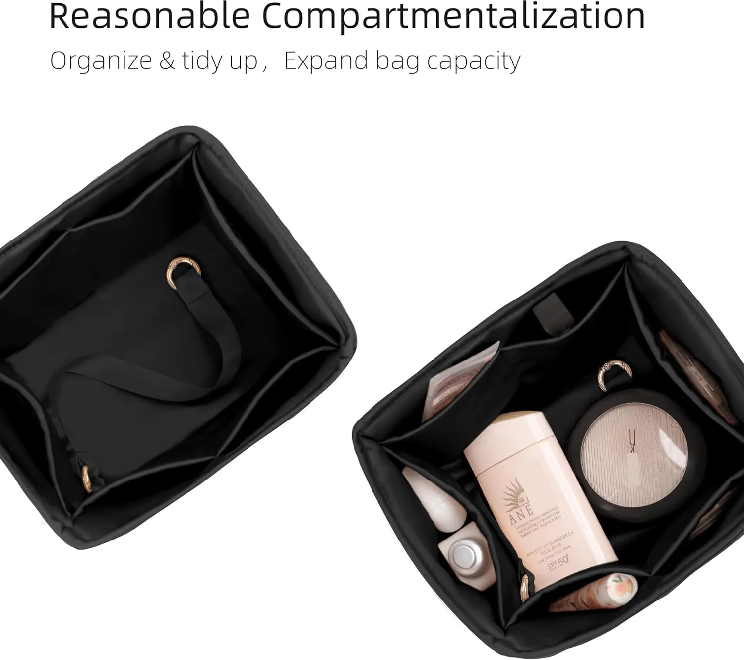 Purse Organizer for Picotin 18/22,Silky Smooth Insert,Lightweight Inside Bag,Luxury Handbag Storage(Picotin 14,Black)