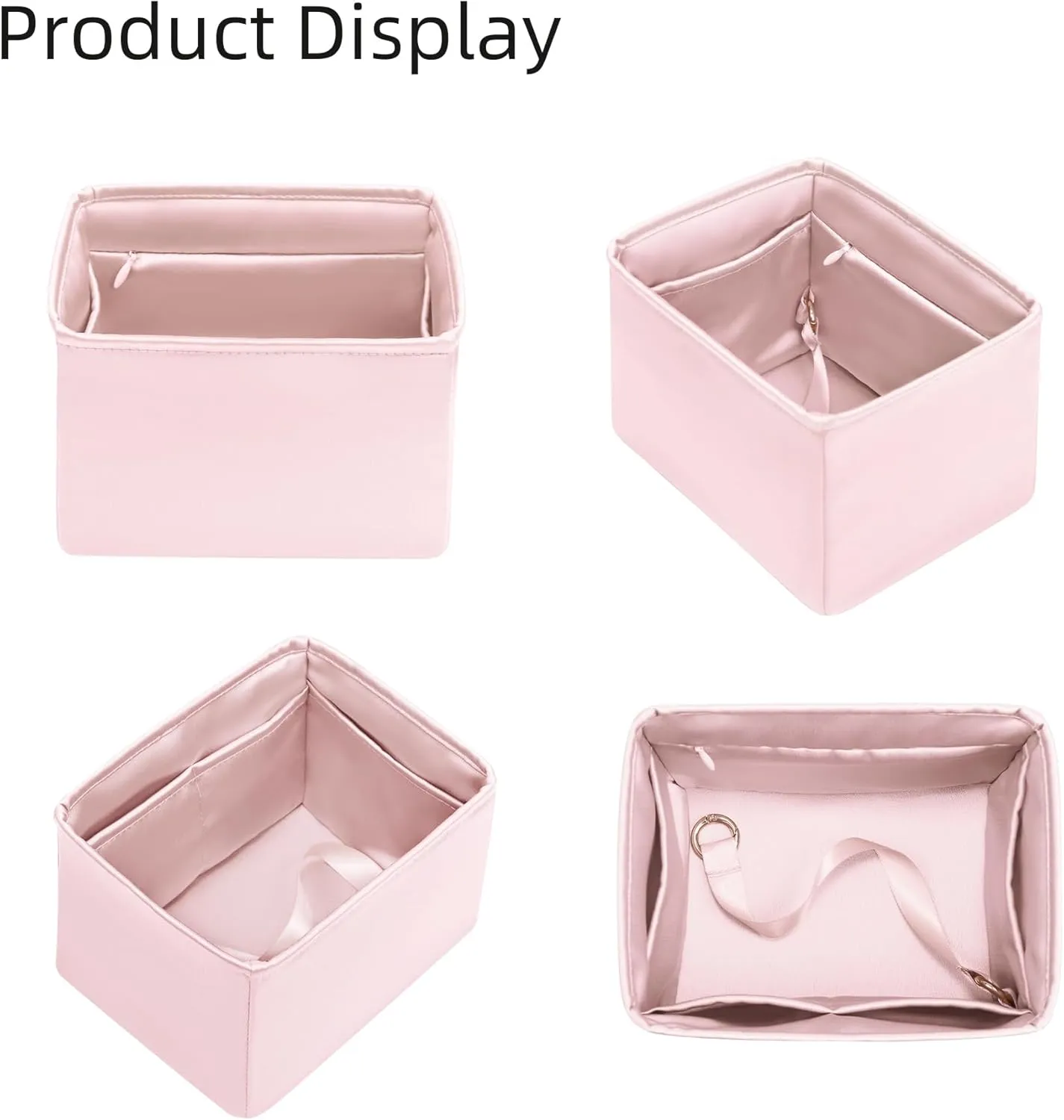 Purse Organizer for Picotin 18/22,Silky Smooth Insert,Lightweight Inside Bag,Luxury Handbag Storage(Picotin 18 with Zipper,Pink)