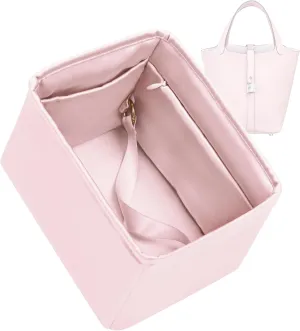 Purse Organizer for Picotin 18/22,Silky Smooth Insert,Lightweight Inside Bag,Luxury Handbag Storage(Picotin 18 with Zipper,Pink)