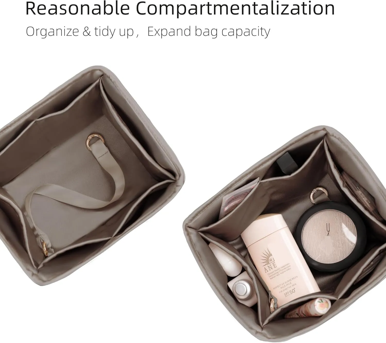 Purse Organizer for Picotin 18/22,Silky Smooth Insert,Lightweight Inside Bag,Luxury Handbag Storage(Picotin 18,Etoupe Grey)