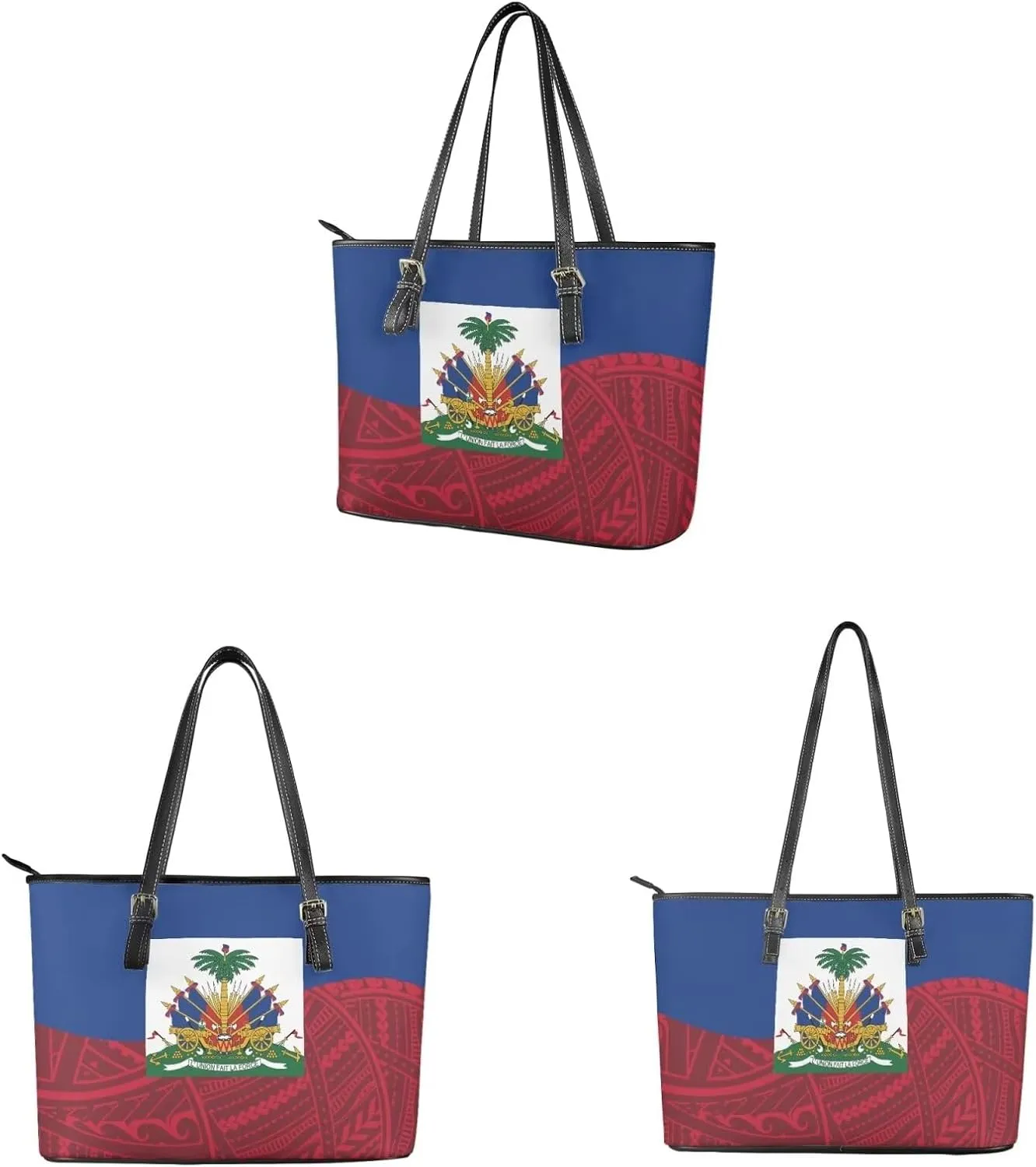 Purse Sets for Women 2Pcs Polynesian Print Large Capacity Tote Handbag Travel Bags Zippered Coin Card Purse Pouch