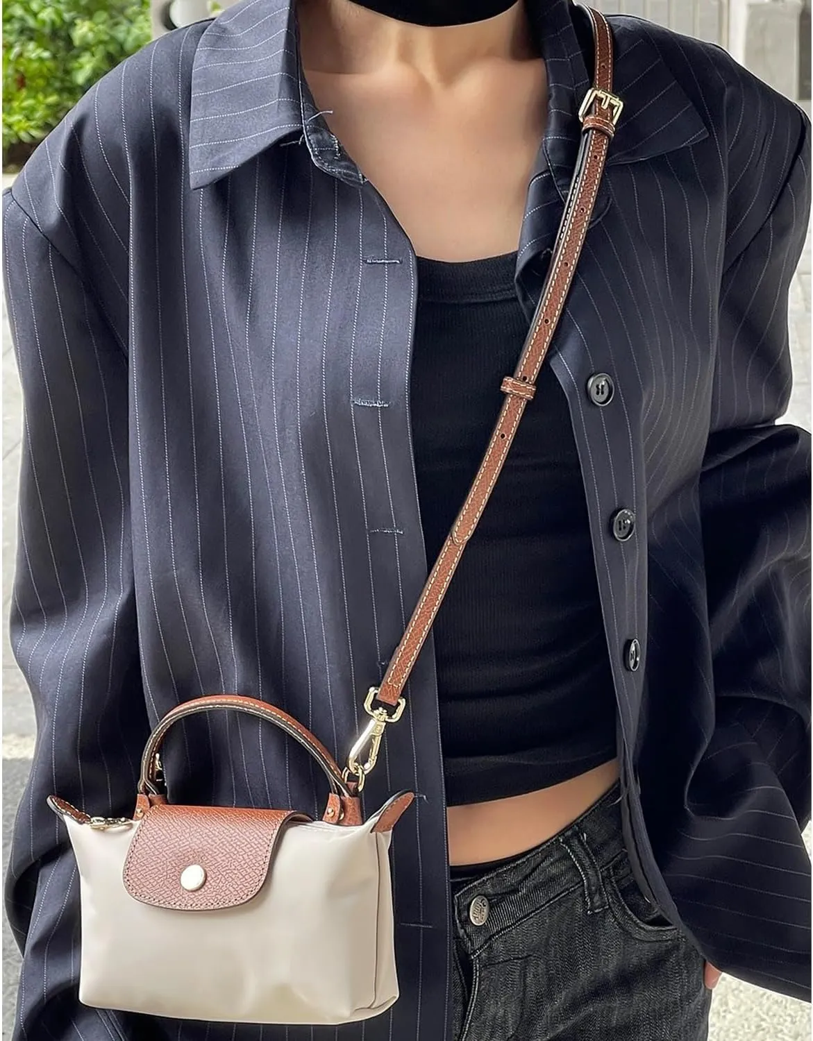 Purse Strap Leather Purse Crossbody Adjustable Shoulder Strap for Suitable for Long Champ Handbags