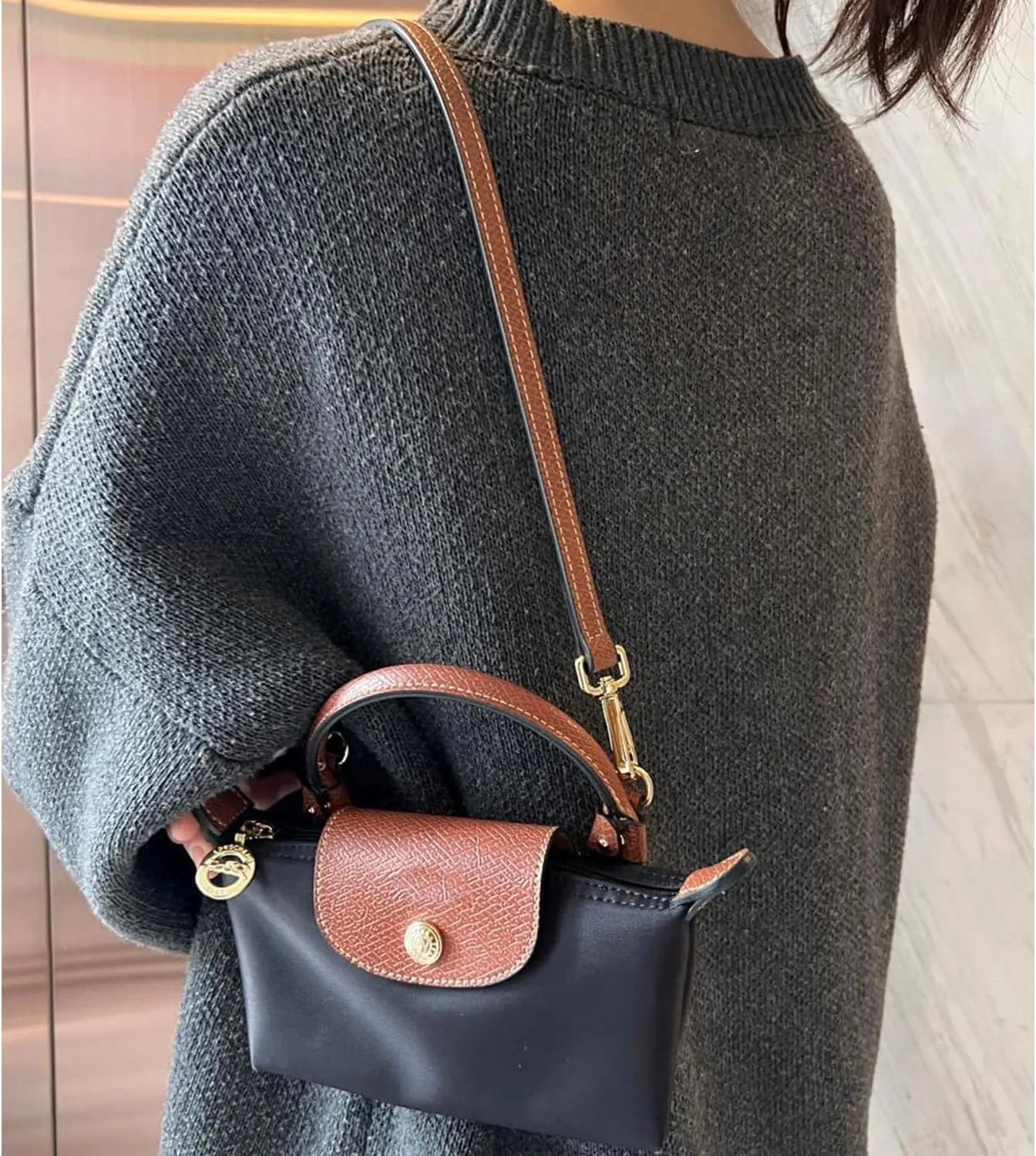 Purse Strap Leather Purse Crossbody Adjustable Shoulder Strap for Suitable for Long Champ Handbags