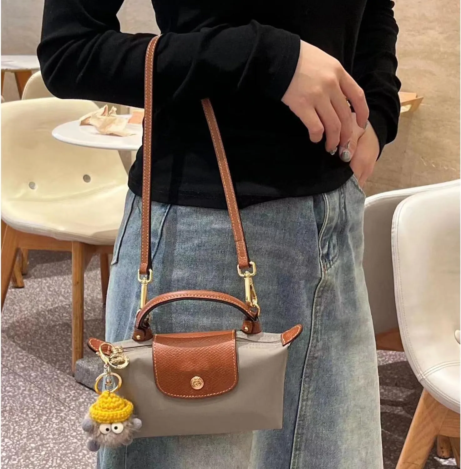 Purse Strap Leather Purse Crossbody Adjustable Shoulder Strap for Suitable for Long Champ Handbags