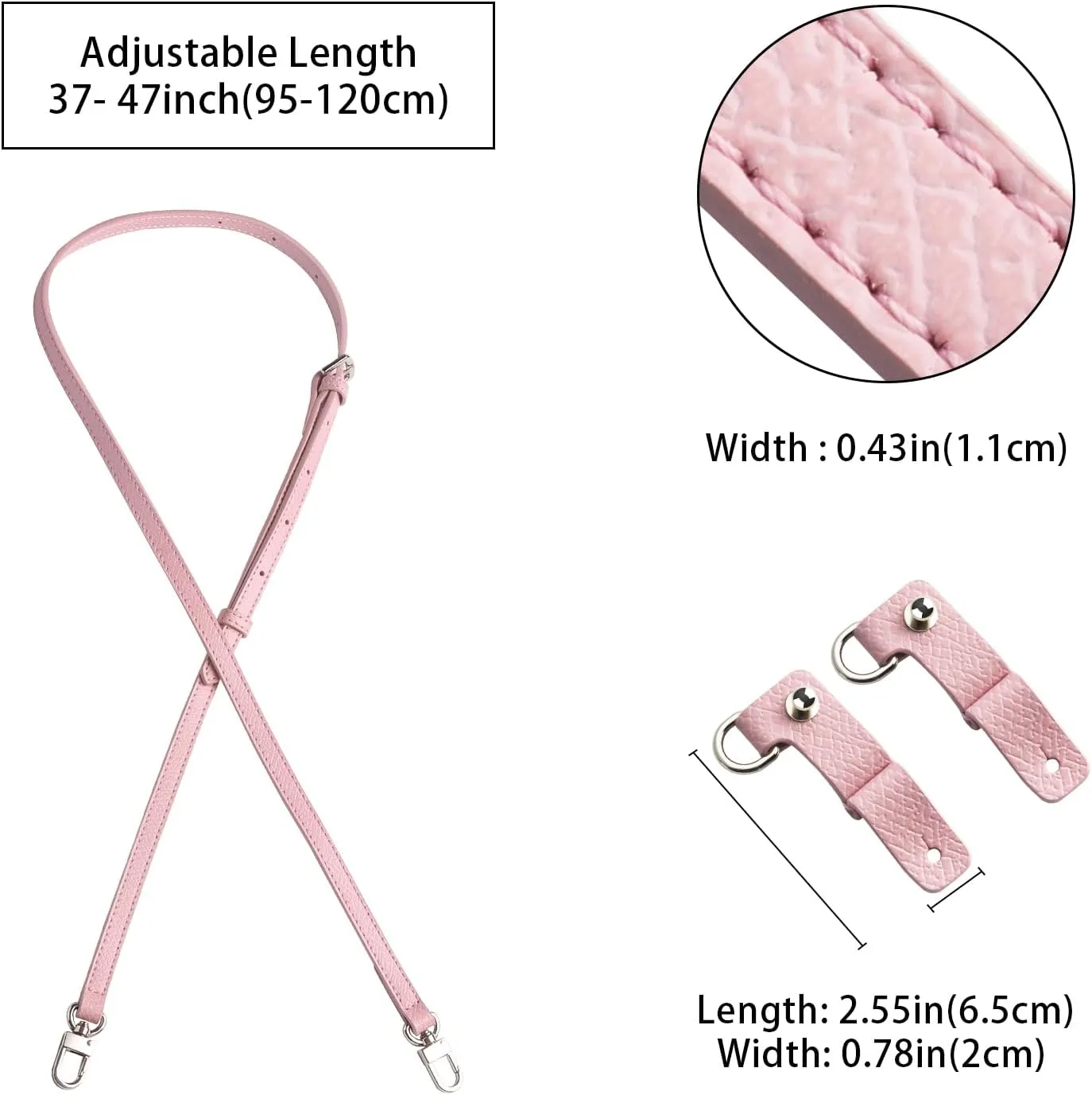 Purse Straps Replacement, Leather Handbag Crossbody Shoulder Strap Kit Adjustable for Mini Longcamp Tote Bag Women