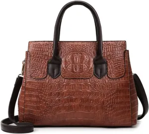 Purses and Handbags for Women Crocodile Pattern Tote Leather Top-Handle Satchel