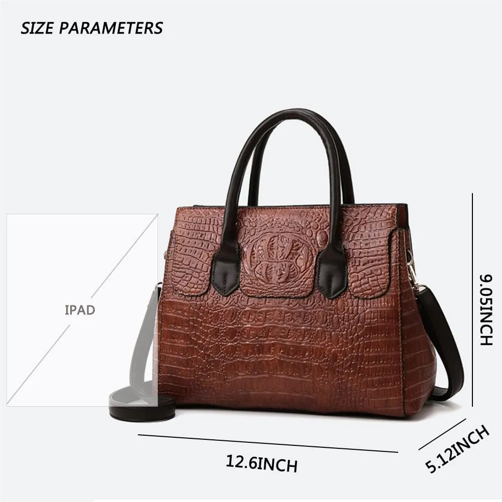 Purses and Handbags for Women Crocodile Pattern Tote Leather Top-Handle Satchel