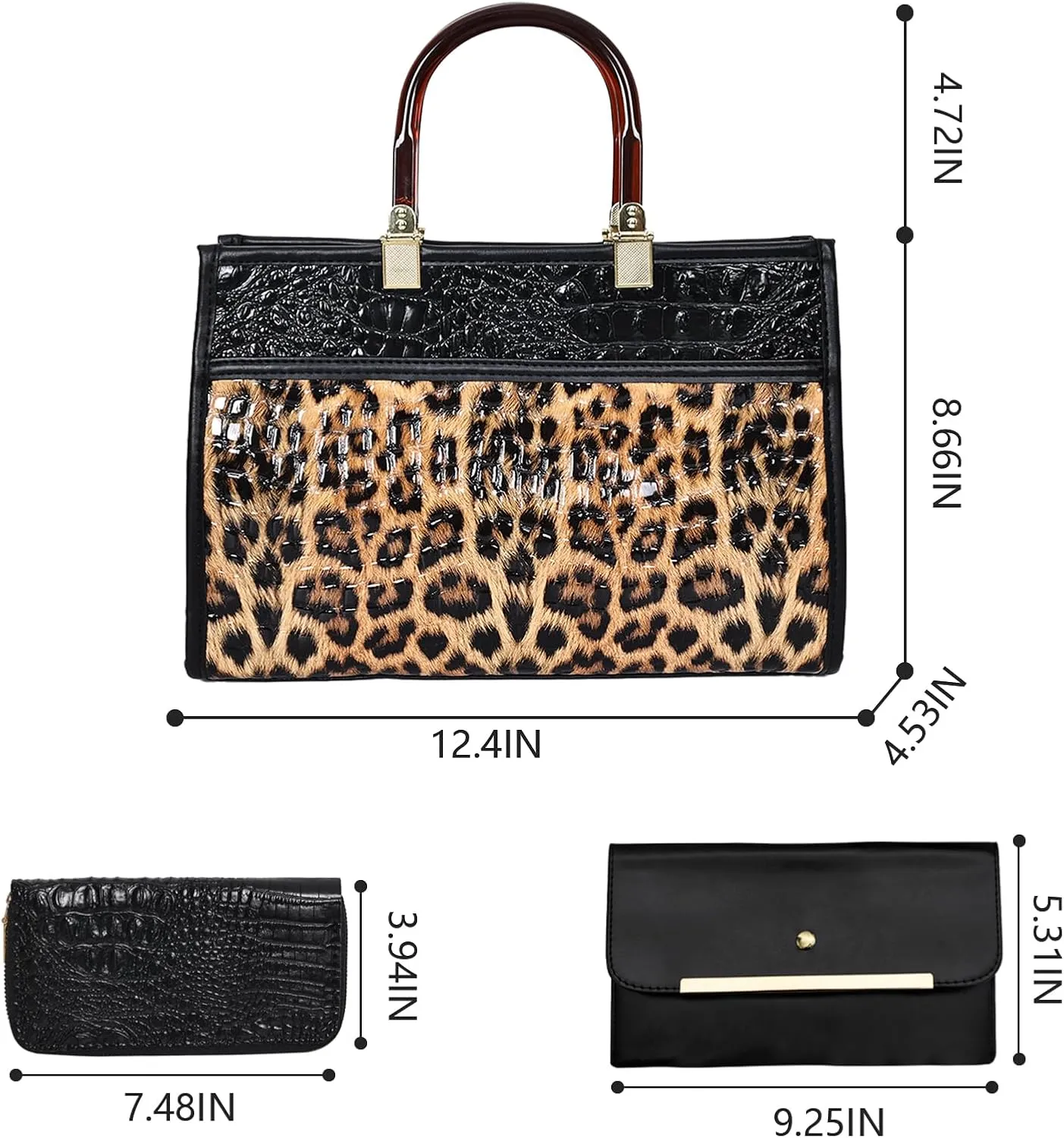 Purses for Women Faux Leather Medium Small Tote Satchel Shoulder Purse Ladies Handbag Wallet set 3pcs