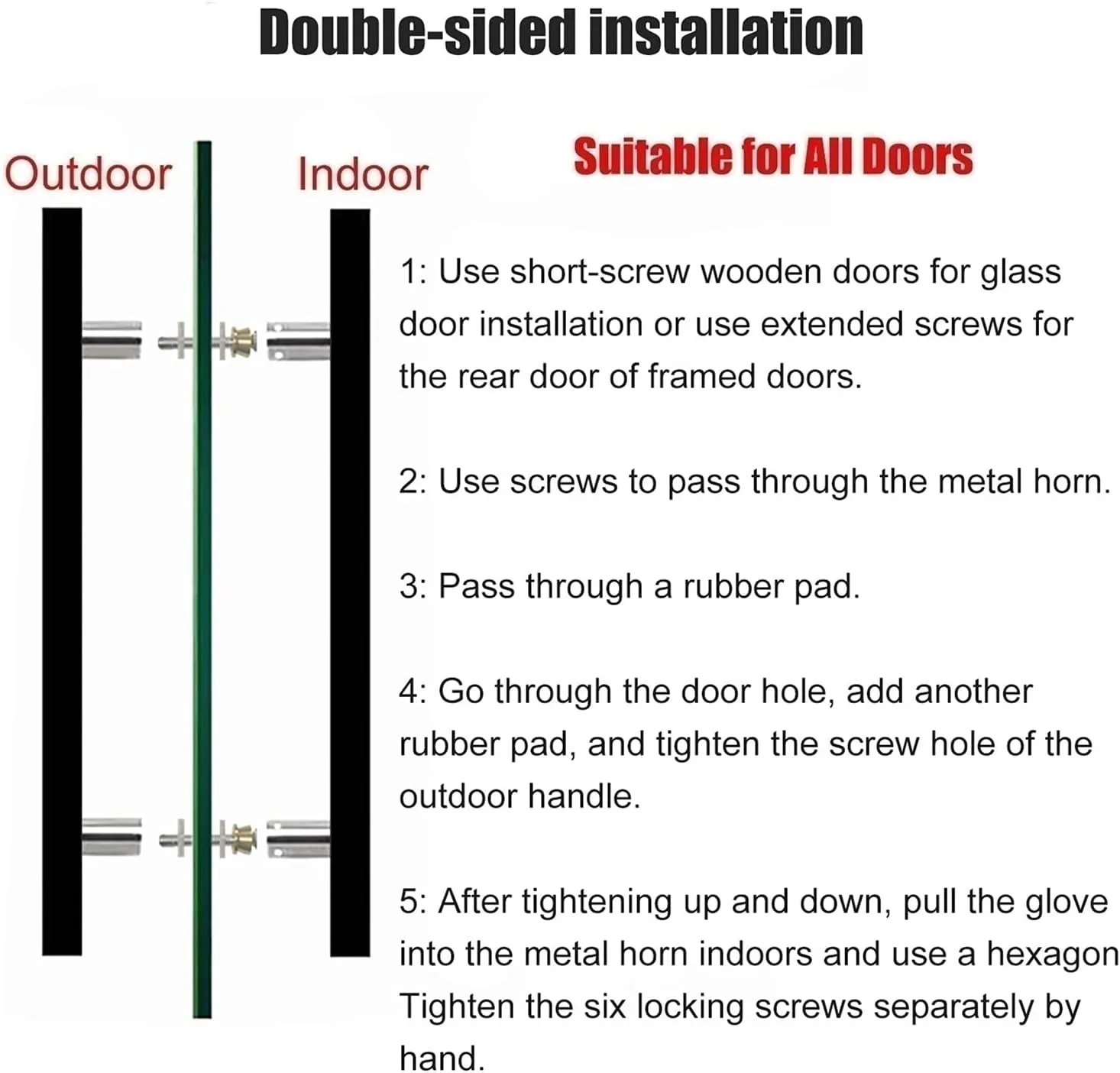 Push Pull Door Handle for Glass Door/Wooden Door, Modern Double Side Mounted Interior Exterio Barn Door Handle, Shower/Bedroom/Front Door H Model Bar Handle/a/100Cm(39.4In)