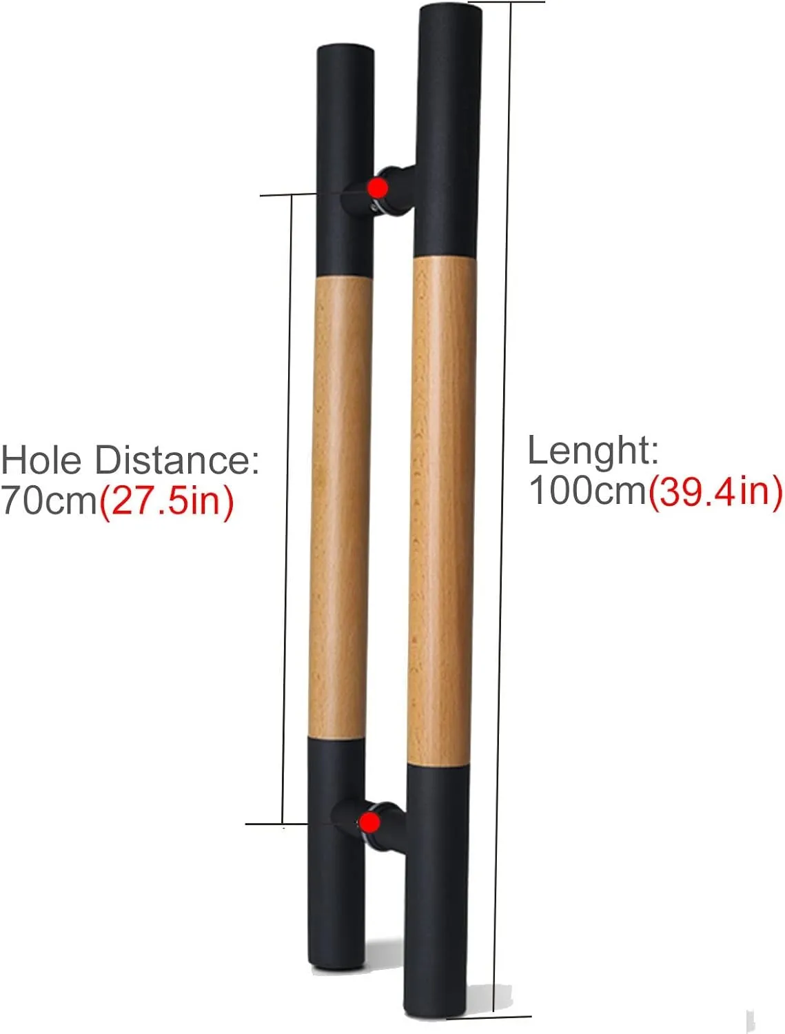 Push Pull Door Handle for Glass Door/Wooden Door, Modern Double Side Mounted Interior Exterio Barn Door Handle, Shower/Bedroom/Front Door H Model Bar Handle/a/100Cm(39.4In)