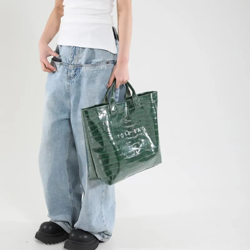 PVC Tote Bag for Women,Snake Skin Print Purse Large Work Tote Bag Clear Plastic Kraft Paper Hobo Bag with Top-Handle