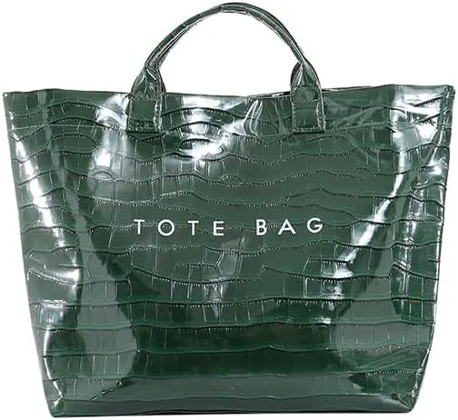 PVC Tote Bag for Women,Snake Skin Print Purse Large Work Tote Bag Clear Plastic Kraft Paper Hobo Bag with Top-Handle