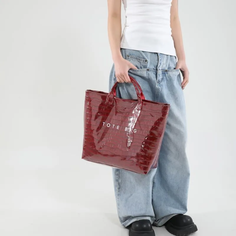 PVC Tote Bag for Women,Snake Skin Print Purse Large Work Tote Bag Clear Plastic Kraft Paper Hobo Bag with Top-Handle