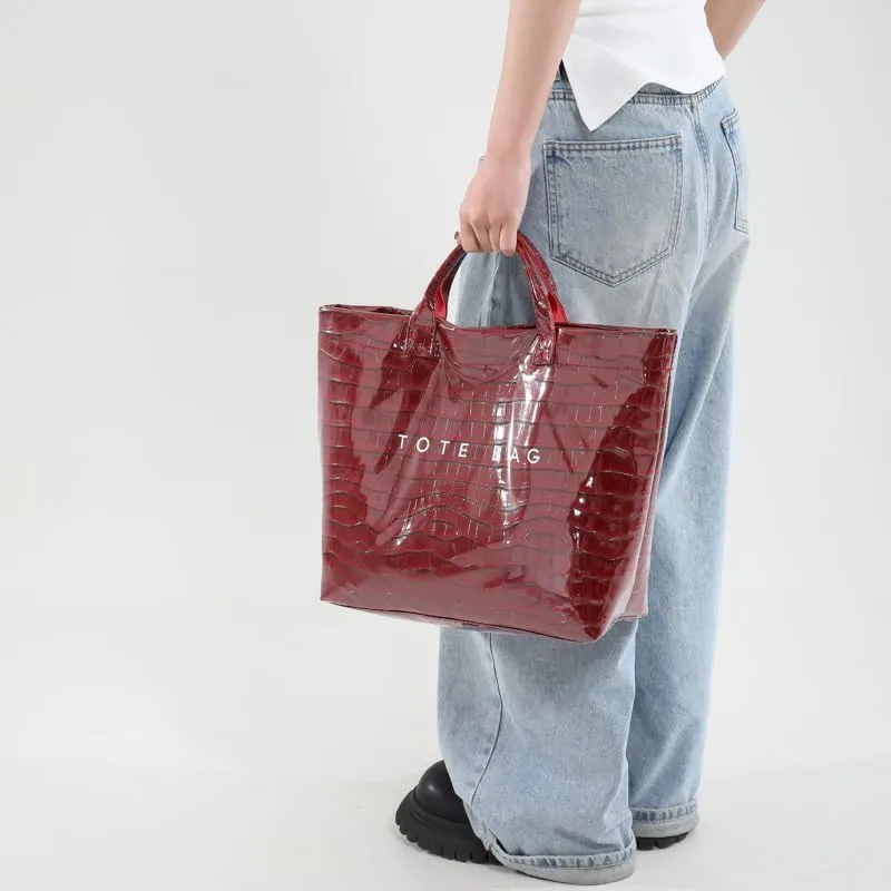 PVC Tote Bag for Women,Snake Skin Print Purse Large Work Tote Bag Clear Plastic Kraft Paper Hobo Bag with Top-Handle