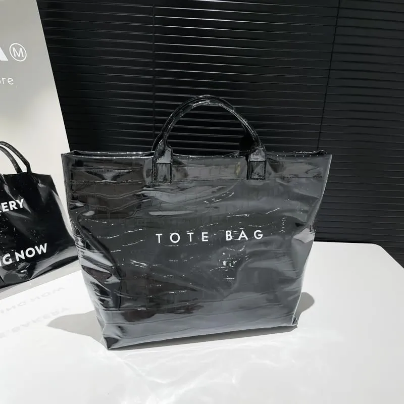 PVC Tote Bag for Women,Snake Skin Print Purse Large Work Tote Bag Clear Plastic Kraft Paper Hobo Bag with Top-Handle