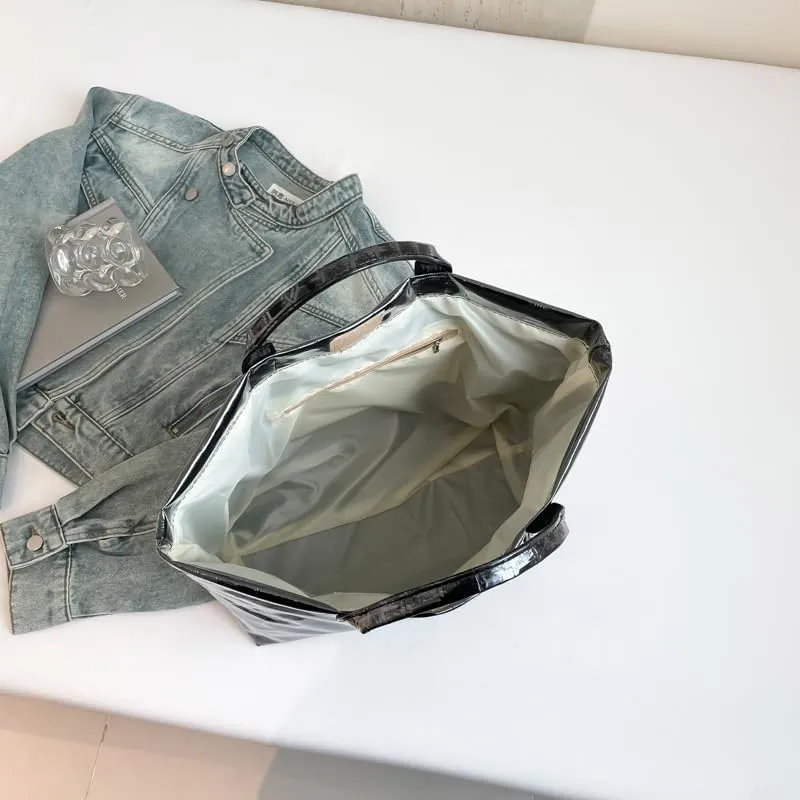 PVC Tote Bag for Women,Snake Skin Print Purse Large Work Tote Bag Clear Plastic Kraft Paper Hobo Bag with Top-Handle