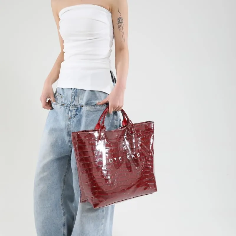 PVC Tote Bag for Women,Snake Skin Print Purse Large Work Tote Bag Clear Plastic Kraft Paper Hobo Bag with Top-Handle