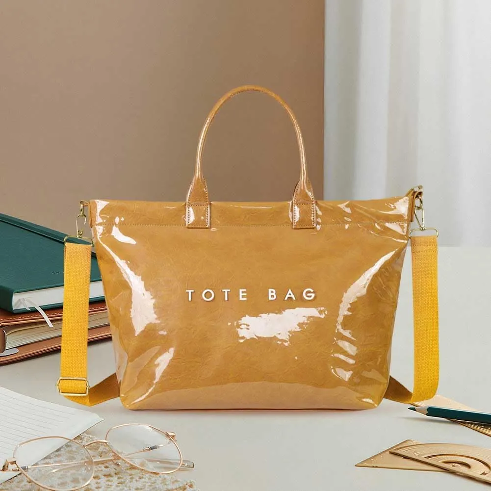 Pvc Tote Bag Large Crossbody Bags For Women Letters Print Top Handle Handbag Trendy Shoulder Purse