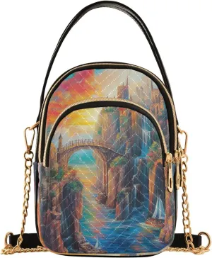 Quilted Crossbody Bags for Women Trendy, Fantasy Lighthouse Small Shoulder Handbags Leather Purse for Women Cross Body Purses