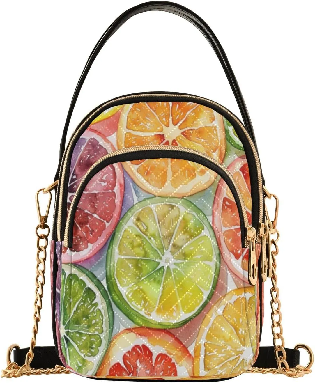 Quilted Crossbody Bags for Women Trendy, Orange Slices Small Shoulder Handbags Leather Purse for Women Cross Body Purses