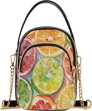 Quilted Crossbody Bags for Women Trendy, Orange Slices Small Shoulder Handbags Leather Purse for Women Cross Body Purses