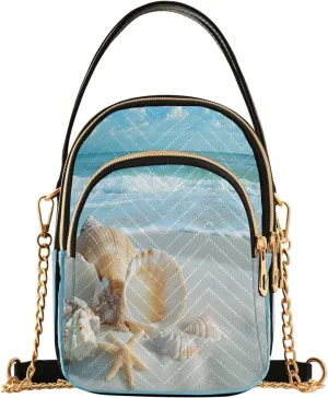 Quilted Crossbody Bags for Women Trendy, Sandy Starfish Small Shoulder Handbags Leather Purse for Women Cross Body Purses