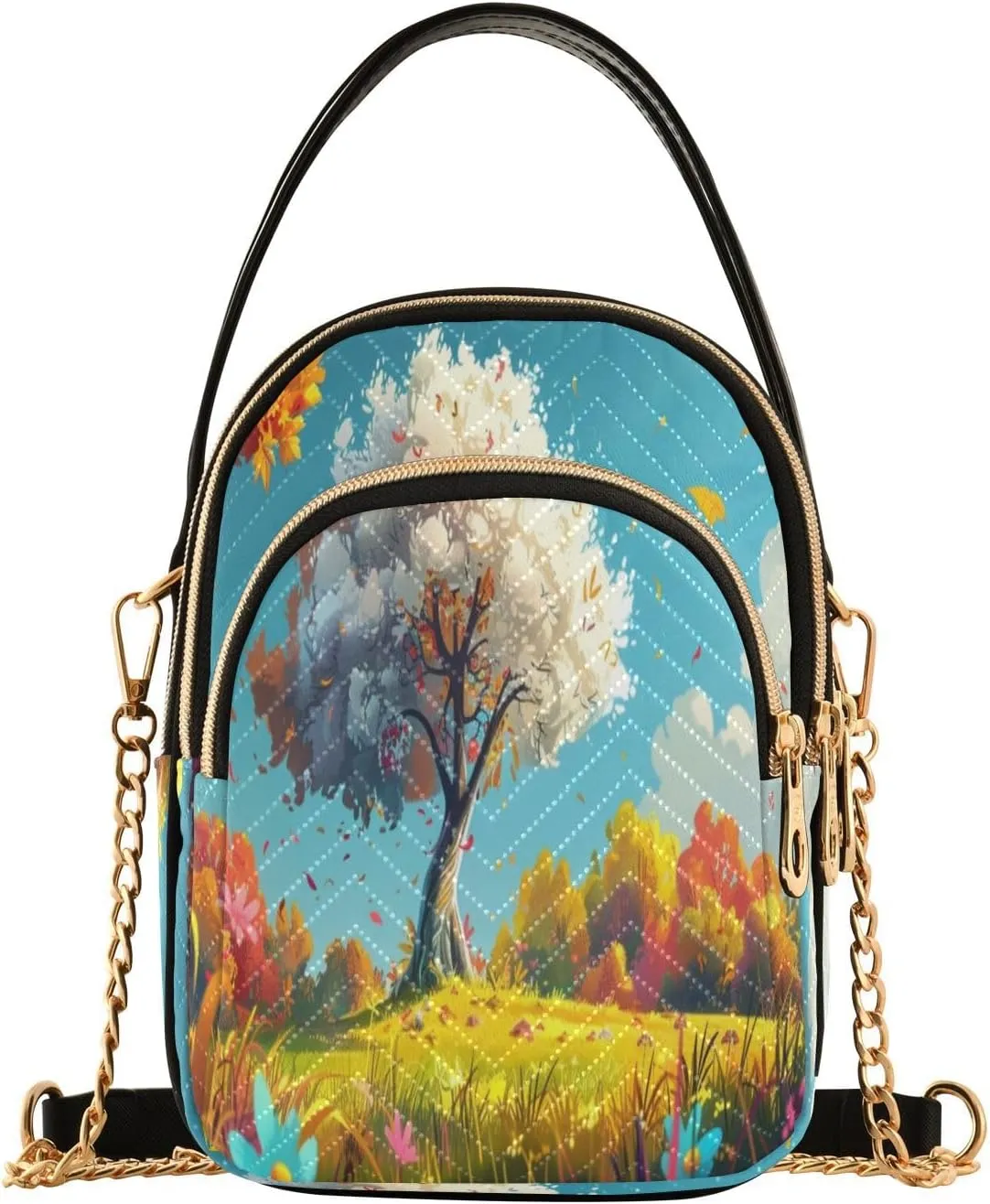 Quilted Crossbody Bags for Women Trendy, Vegetative Small Shoulder Handbags Leather Purse for Women Cross Body Purses
