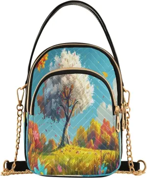 Quilted Crossbody Bags for Women Trendy, Vegetative Small Shoulder Handbags Leather Purse for Women Cross Body Purses