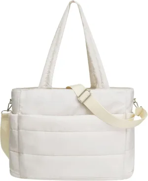 Quilted Tote Bag, Large Carryall Shoulder Hobo Bag, Lightweight Puffer Design