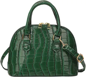 QWINEE Women's Textured Crossbody Leather Shoulder Bag Top Handle Mini Satchel Handbags Vintage Purse