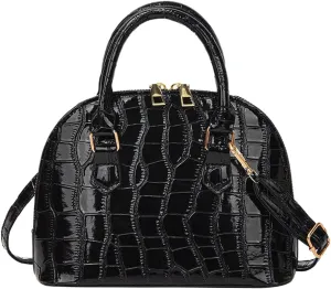 QWINEE Women's Textured Crossbody Leather Shoulder Bag Top Handle Mini Satchel Handbags Vintage Purse
