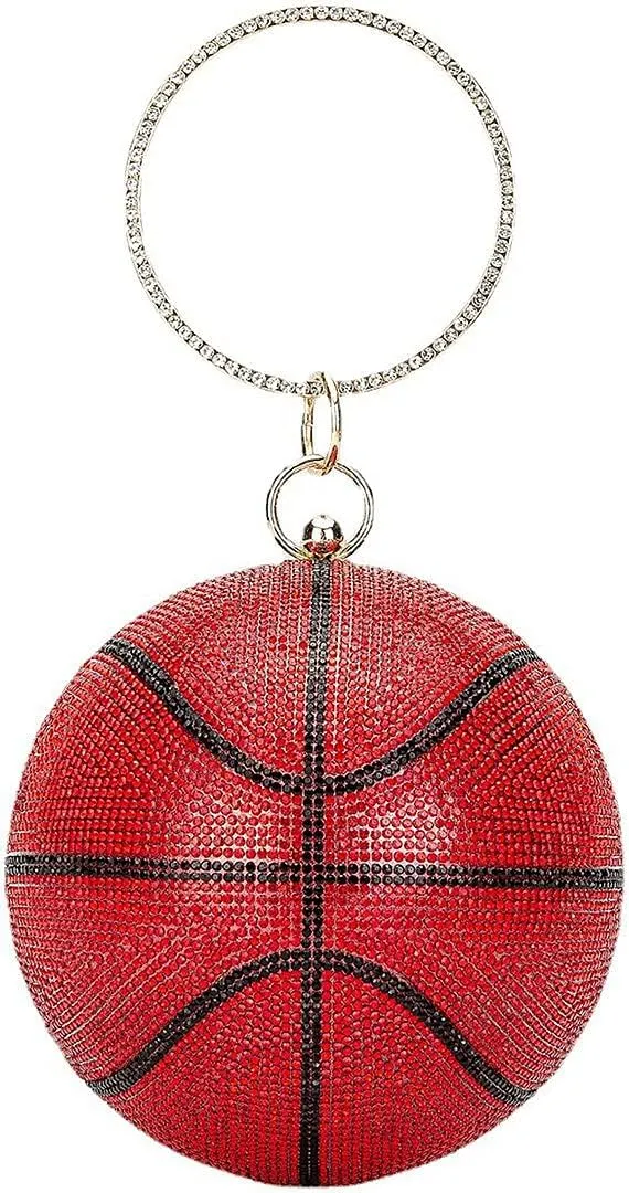 QZUnique Basketball Shaped Cross Body Bag Round Handbag PU Leather Messenger Shoulder Bag Personality Purses for Women