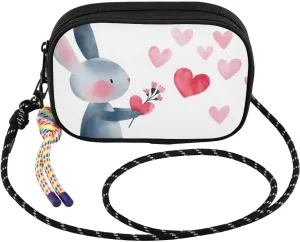 Rabbit Cute Heart Small Crossbody Bags for Women Cell Phone Purses Shoulder Bag Handbag with Adjustable Strap