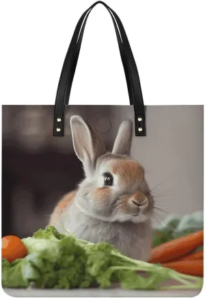 Rabbit Is Eating Vegetables Large Leather Handbags Women Fashion Handbag Multifunctional Travel Bag It Is A Great Gift for Mothers, Teachers, Friends, Bridesmaids