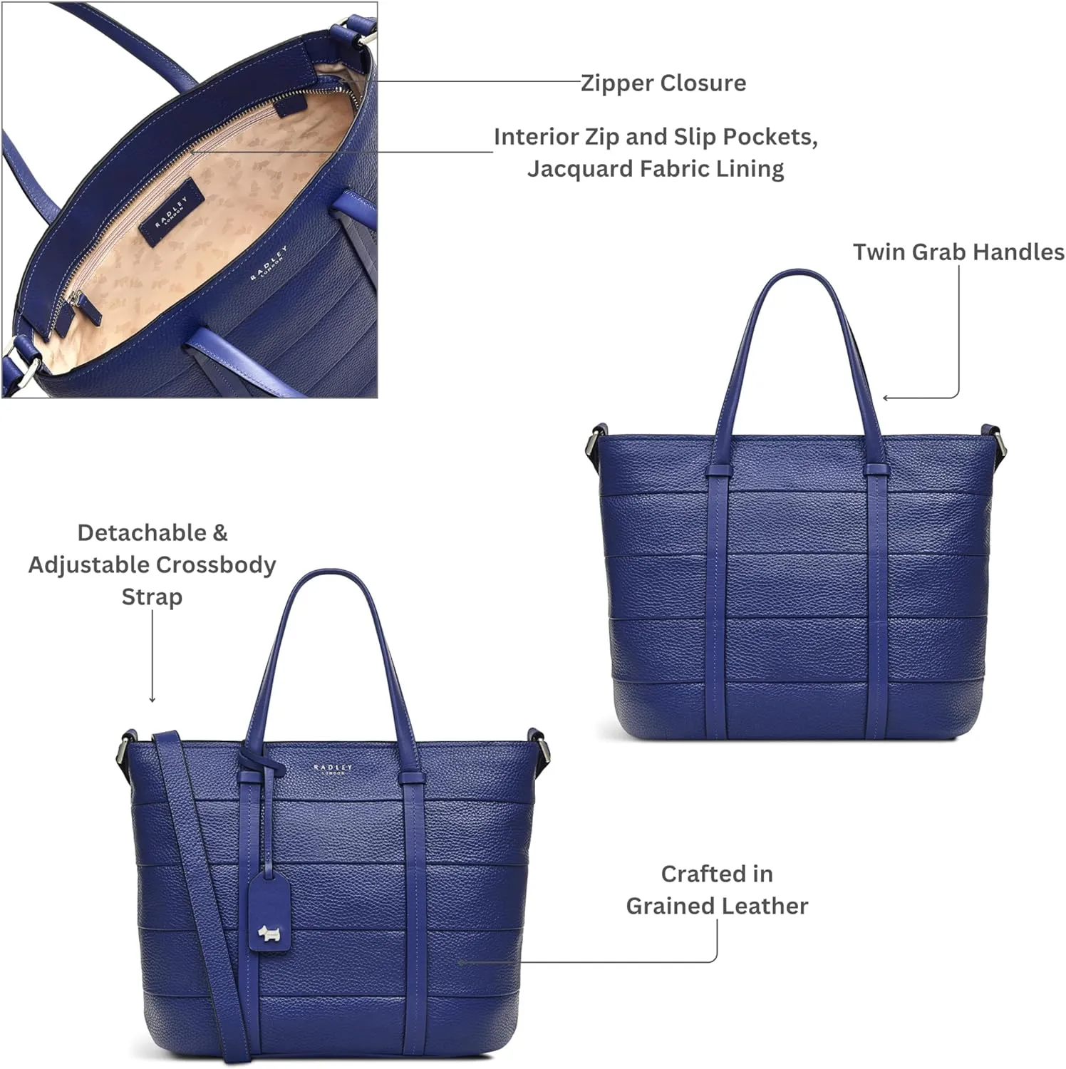 RADLEY London Farringdon Women’s Medium Leather Ziptop Satchel Handbag