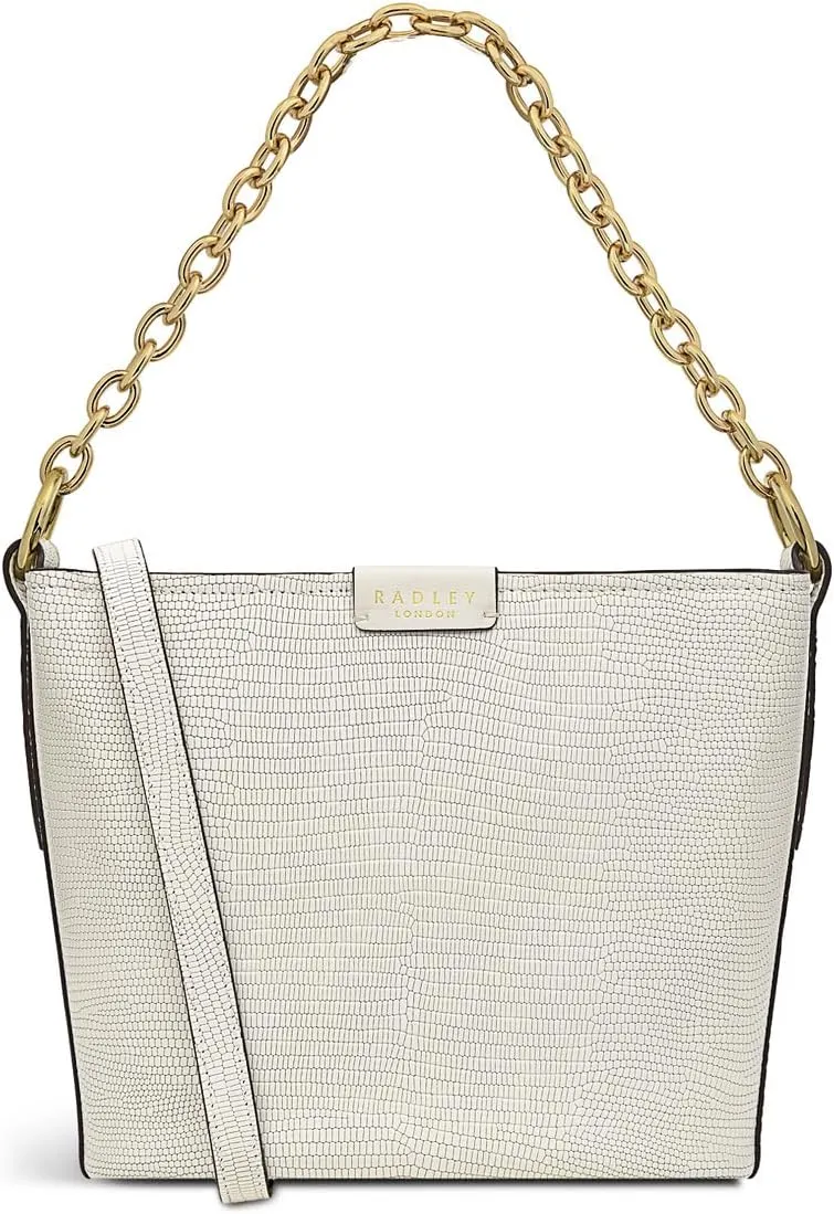 RADLEY London Petticoat Hill Faux Lizard Women’s Small Leather Shoulder Bag, Chalk