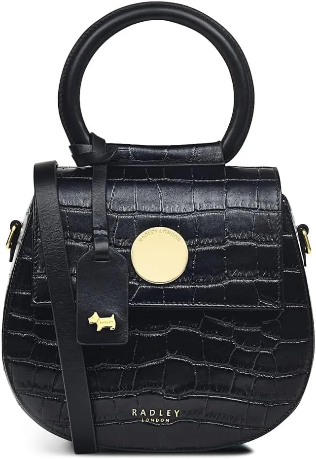RADLEY London Rope Walk Faux Crocodile Women's Mini Leather Flapover Crossbody Bag, Black