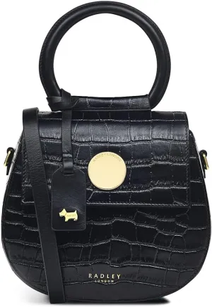 RADLEY London Rope Walk Faux Crocodile Women's Mini Leather Flapover Crossbody Bag, Black