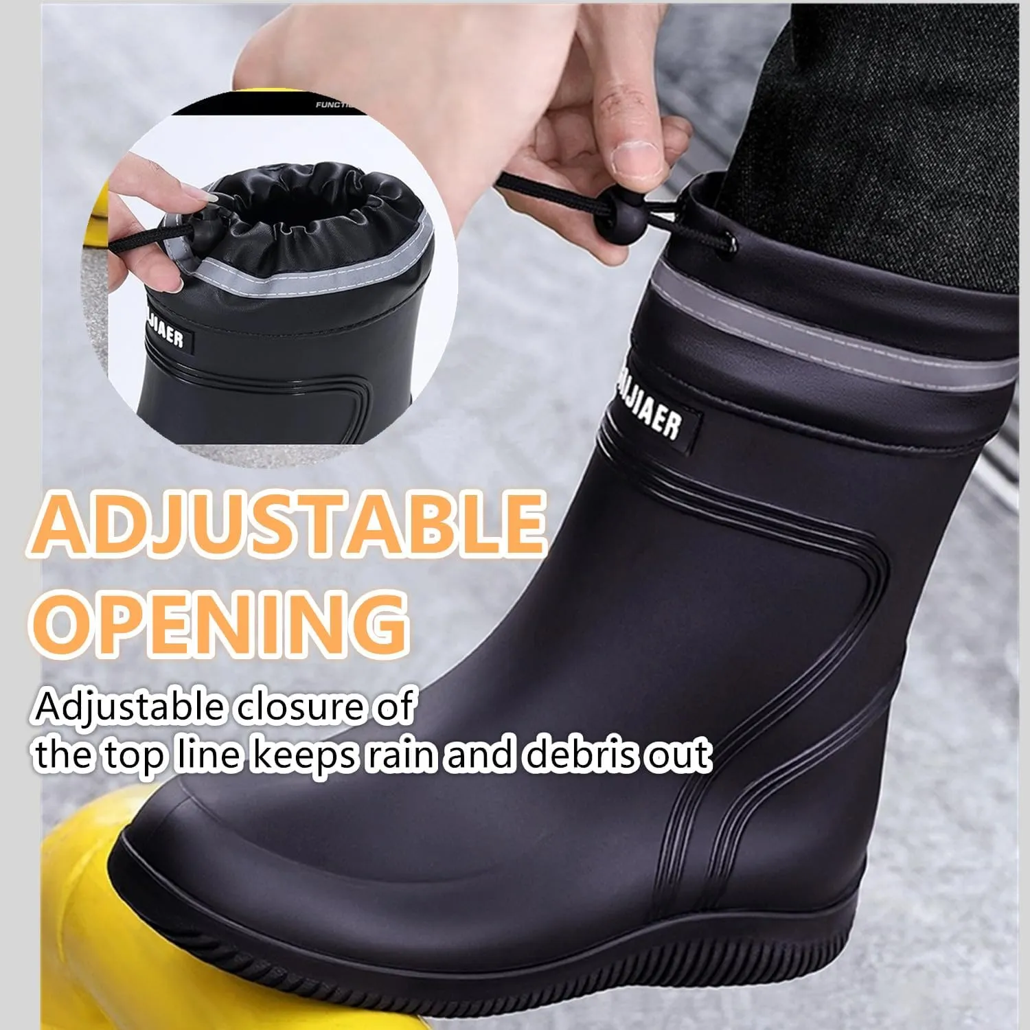 Rain Boots for Men Waterproof Mens Mid-Calf with PVC Rubber Boots Mens Mud Boots, Garden Boots Comfort Lightweight Gardening Fishing Shoes for Yard Farm Outdoor Work