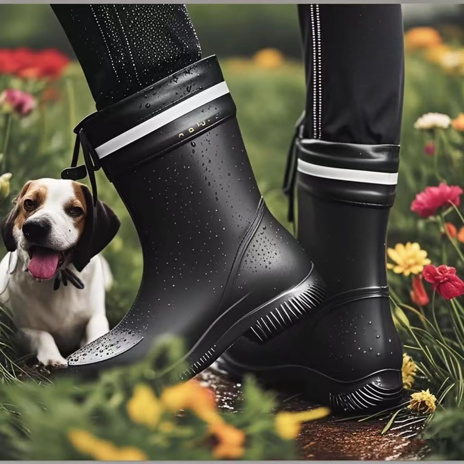 Rain Boots for Men Waterproof Mens Mid-Calf with PVC Rubber Boots Mens Mud Boots, Garden Boots Comfort Lightweight Gardening Fishing Shoes for Yard Farm Outdoor Work