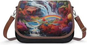 Rainbow Cascade Women's Crossbody Bag Small Shoulder Handbags Tote Bag with Adjustable Strap Fashion Gift