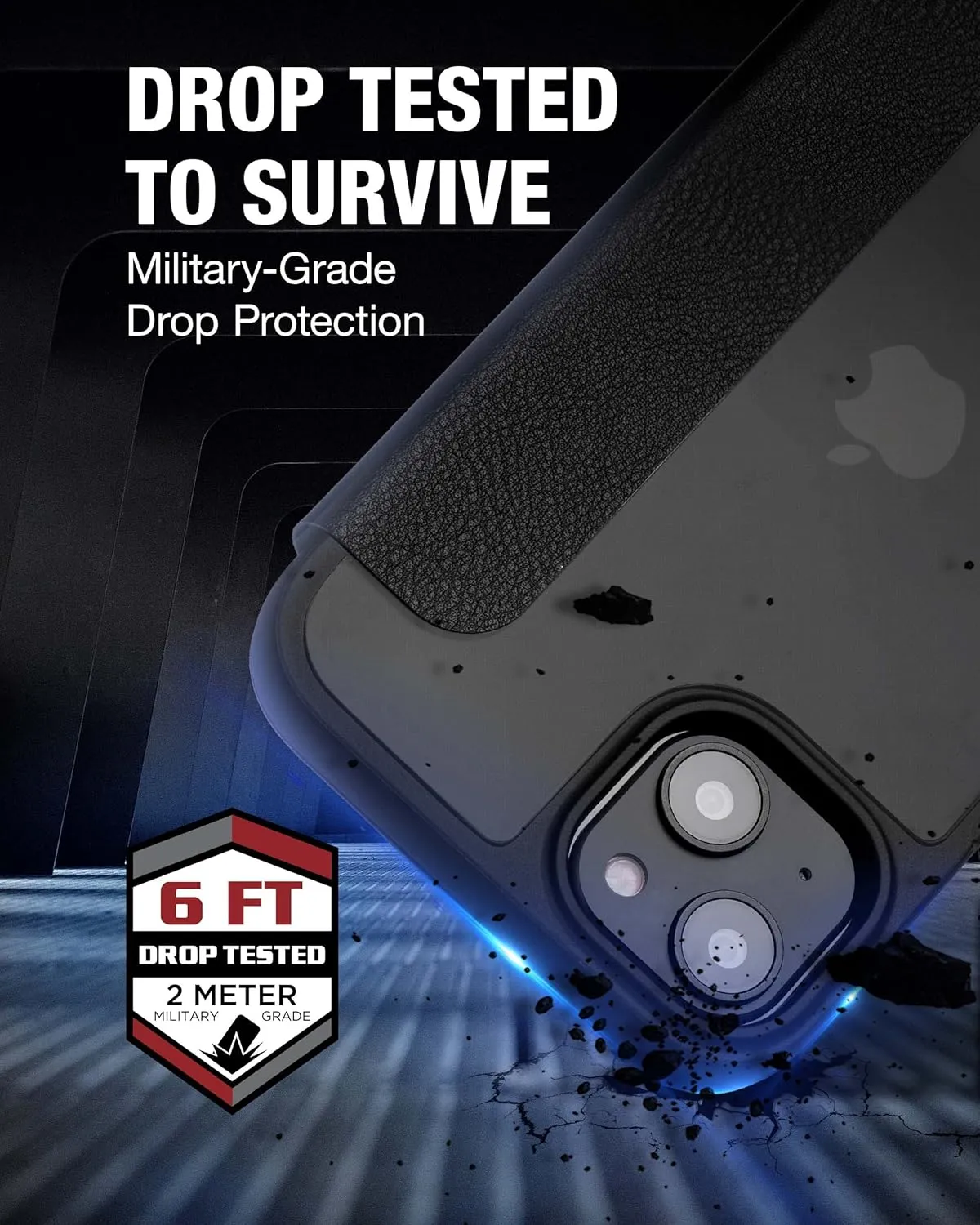 RAPTIC Urban Folio for iPhone 14 Case, Wallet Case with Card Holder, Double Magnetic Clasp, Protective Shockproof Cover, Military Grade 6ft Drop Protection, 6.1 inch, Black