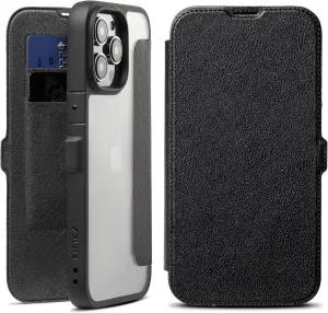 RAPTIC Urban Folio for iPhone 14 Pro Case, Wallet Case with Card Holder, Double Magnetic Clasp, Protective Shockproof Cover, Military Grade 6ft Drop Protection, 6.1 inch, Black
