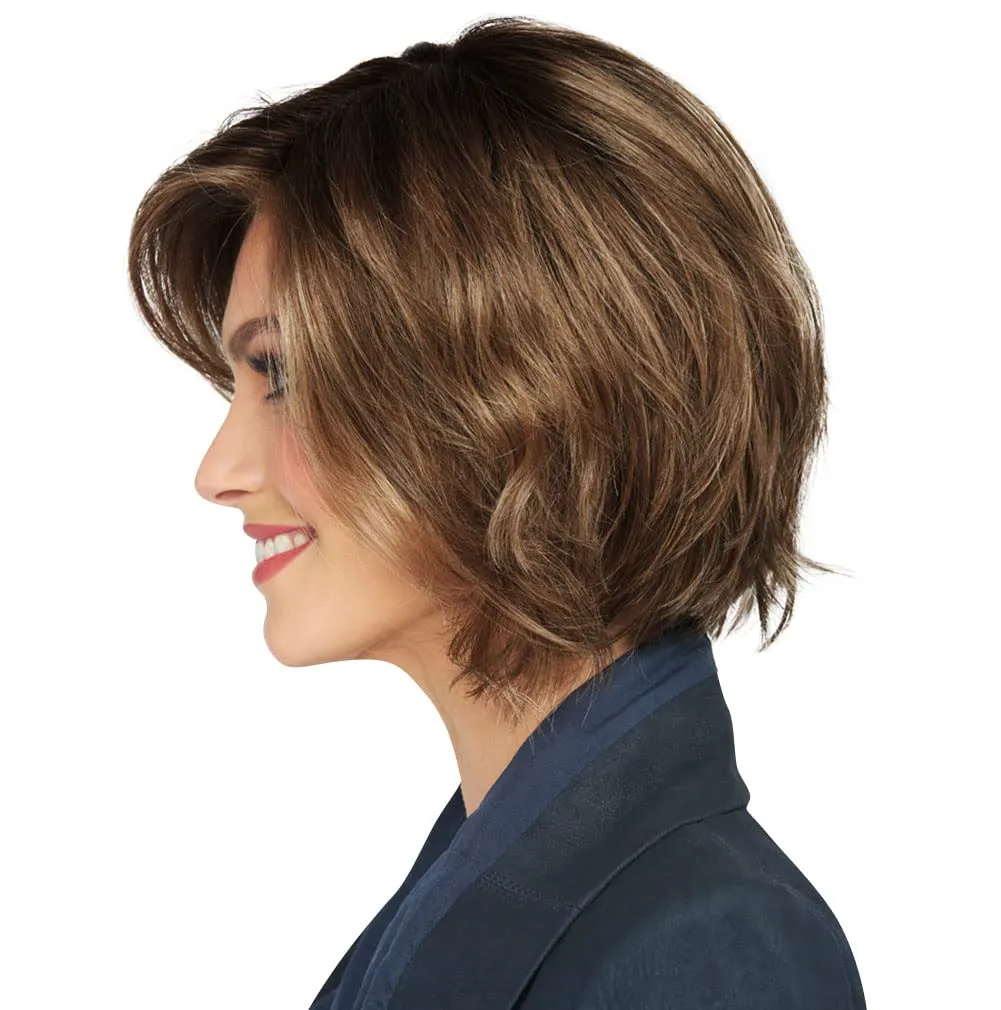 Raquel Welch AHEAD OF THE CURVE Sophisticated Mid-Length Layered Wig by Hairuwear, Average Cap Size, R11S  Glazed Mocha