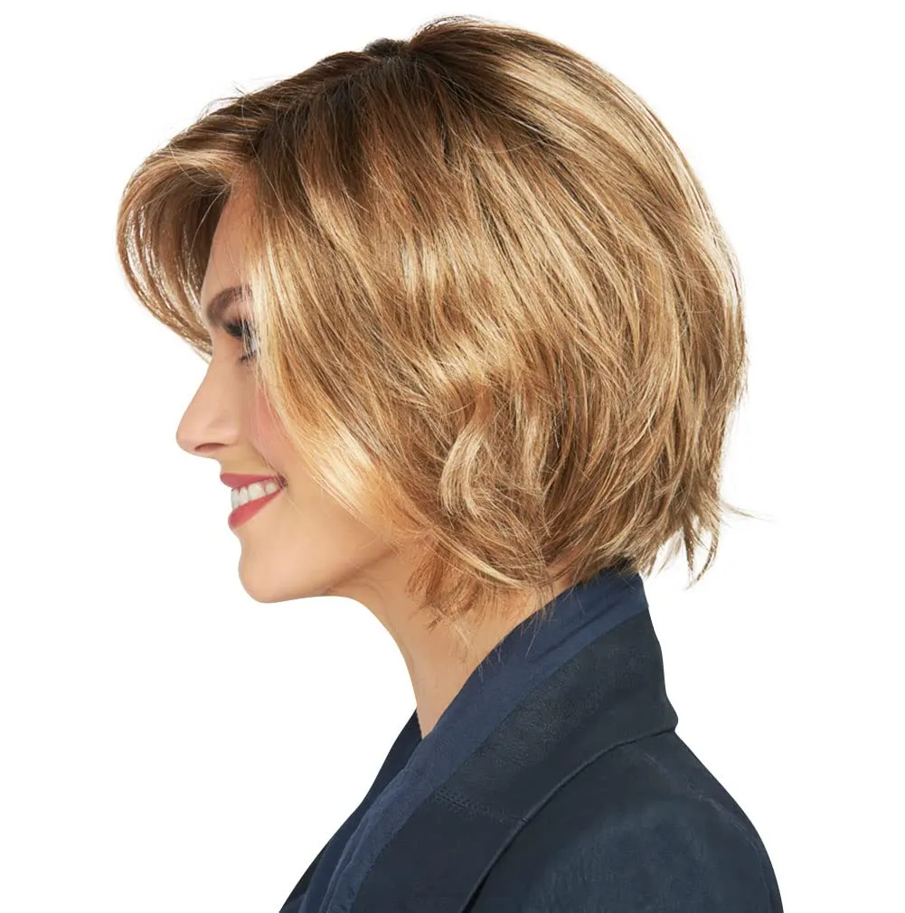 Raquel Welch AHEAD OF THE CURVE Sophisticated Mid-Length Layered Wig by Hairuwear, Average Cap Size, R14/88H Golden Wheat